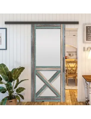 Glasschiebetür BLACK-LINE - Country Bunt geplankt Model 53