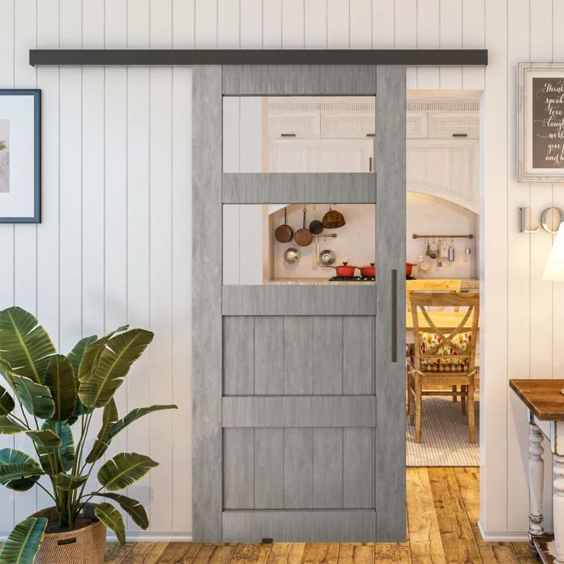 Glasschiebetür BLACK-LINE - Country Graueiche Modell 33