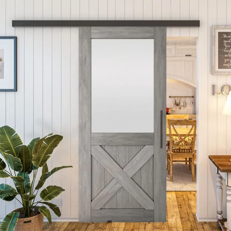 Glasschiebetür BLACK-LINE - Country Graueiche Modell 54