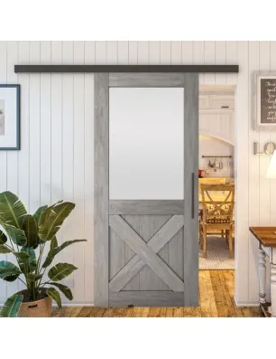 Glasschiebetür BLACK-LINE - Country Graueiche Model 54