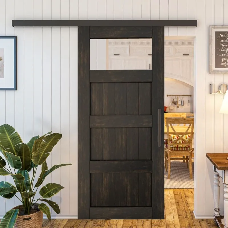 Glasschiebetür BLACK-LINE - Country Schwarz gebeizt Modell 34