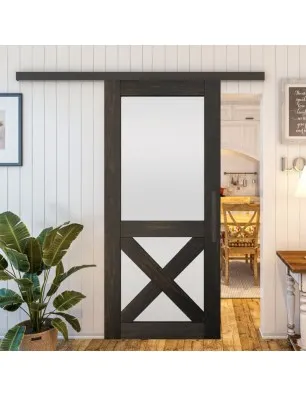 Glasschiebetür BLACK-LINE - Country Schwarz gebeizt Model 53
