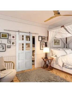 Glasschiebetür PIPE-LINE - Country Weiss Rustikal Model 62