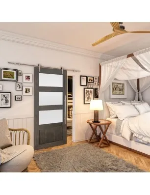 Glasschiebetür PIPE-LINE - Country Schwarz gebeizt Model 36