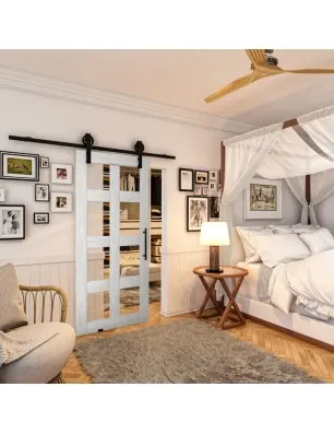 Glasschiebetür BARN-LINE - Country Weiss Rustikal Model 61