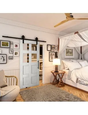 Glasschiebetür BARN-LINE - Country Weiss Rustikal Model 62