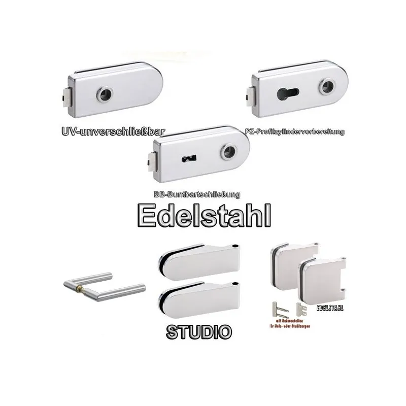 Glastürbeschlag OLIVER SET - Edelstahl Glastürbeschlag OLIVER SET - Edelstahl