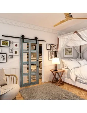 Glasschiebetür BARN-LINE - Country Bunt geplankt Model 61