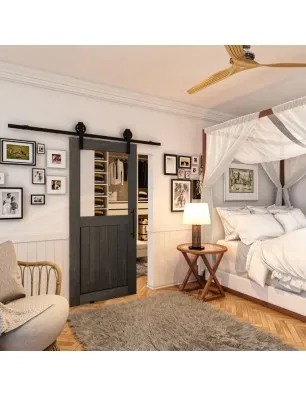 Glasschiebetür BARN-LINE - Country Schwarz gebeizt Model 21