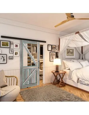 Glasschiebetür BLACK-LINE - Country Bunt geplankt Model 42