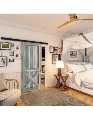 Glasschiebetür BLACK-LINE - Country Bunt geplankt Model 50