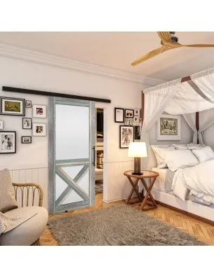 Glasschiebetür BLACK-LINE - Country Bunt geplankt Model 53