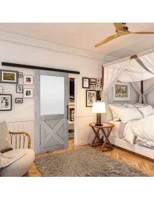 Glasschiebetür BLACK-LINE - Country Graueiche Model 54