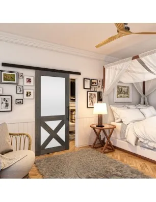 Glasschiebetür BLACK-LINE - Country Schwarz gebeizt Model 53