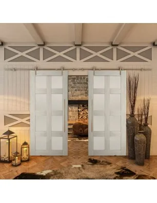 Glasschiebetür PIPE-LINE - Country Weiss Rustikal Model 64