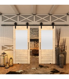 Glasschiebetür BARN-LINE - Country Astkiefer Model 14