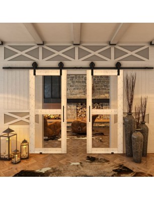 Glasschiebetür BARN-LINE - Country Astkiefer Model 21