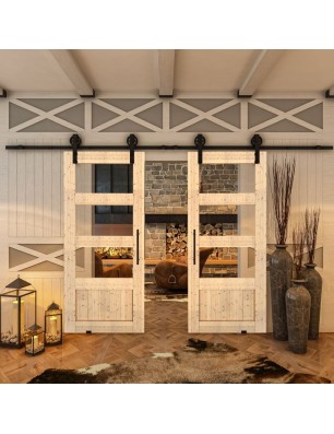 Glasschiebetür BARN-LINE - Country Astkiefer Model 32