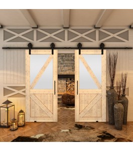 Glasschiebetür BARN-LINE - Country Astkiefer Model 44