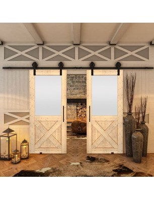 Glasschiebetür BARN-LINE - Country Astkiefer Model 54