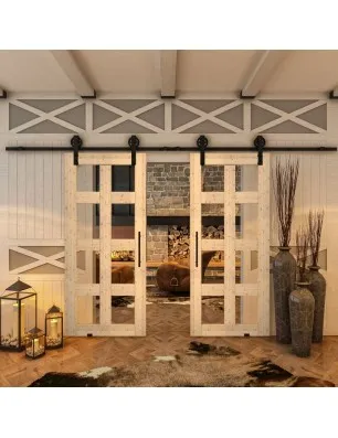 Glasschiebetür BARN-LINE - Country Astkiefer Model 61