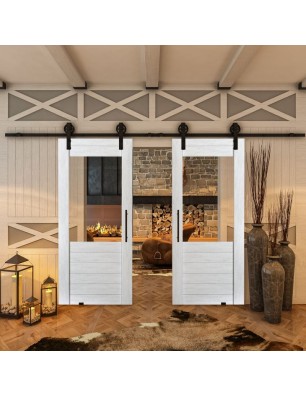 Glasschiebetür BARN-LINE - Country Weiss Rustikal Model 11