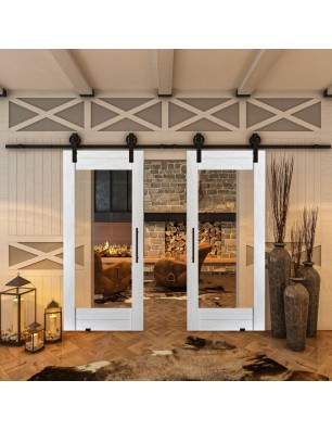 Glasschiebetür BARN-LINE - Country Weiss Rustikal Model 12