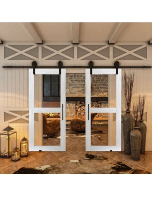 Glasschiebetür BARN-LINE - Country Weiss Rustikal Model 21