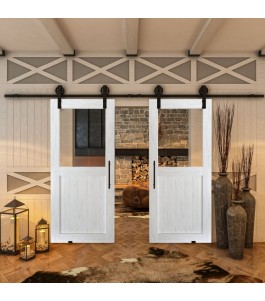 Glasschiebetür BARN-LINE - Country Weiss Rustikal Model 22