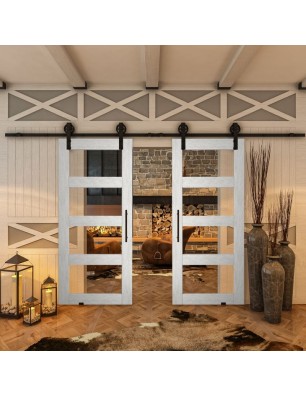Glasschiebetür BARN-LINE - Country Weiss Rustikal Model 31