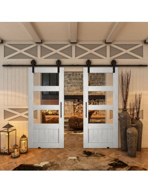 Glasschiebetür BARN-LINE - Country Weiss Rustikal Model 32