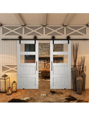 Glasschiebetür BARN-LINE - Country Weiss Rustikal Model 33