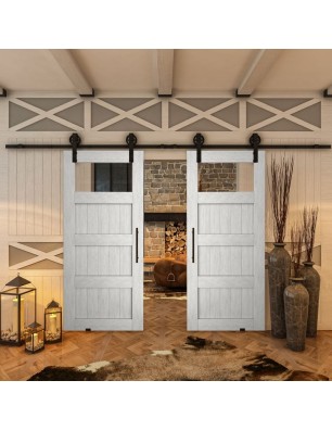 Glasschiebetür BARN-LINE - Country Weiss Rustikal Model 34