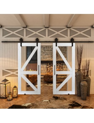 Glasschiebetür BARN-LINE - Country Weiss Rustikal Model 41