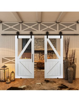 Glasschiebetür BARN-LINE - Country Weiss Rustikal Model 42