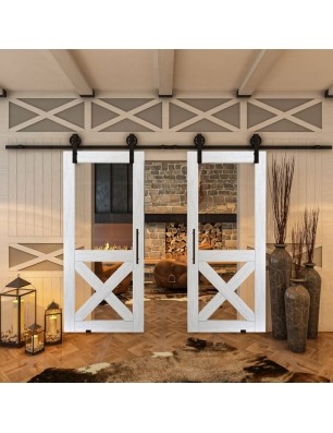 Glasschiebetür BARN-LINE - Country Weiss Rustikal Model 51
