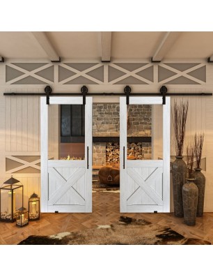 Glasschiebetür BARN-LINE - Country Weiss Rustikal Model 52