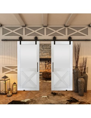 Glasschiebetür BARN-LINE - Country Weiss Rustikal Model 53