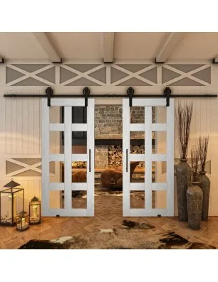 Glasschiebetür BARN-LINE - Country Weiss Rustikal Model 61