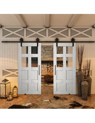 Glasschiebetür BARN-LINE - Country Weiss Rustikal Model 62