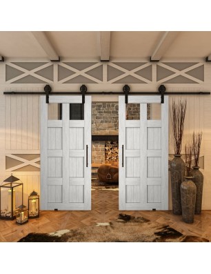 Glasschiebetür BARN-LINE - Country Weiss Rustikal Model 63