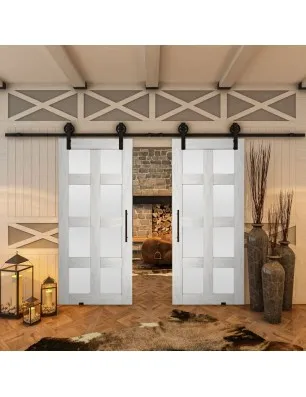 Glasschiebetür BARN-LINE - Country Weiss Rustikal Model 64