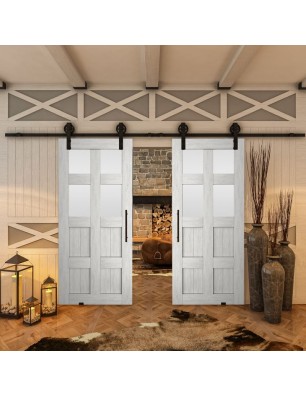 Glasschiebetür BARN-LINE - Country Weiss Rustikal Model 65