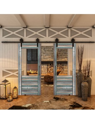 Glasschiebetür BARN-LINE - Country Bunt geplankt Model 12