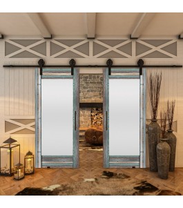 Glasschiebetür BARN-LINE - Country Bunt geplankt Model 13