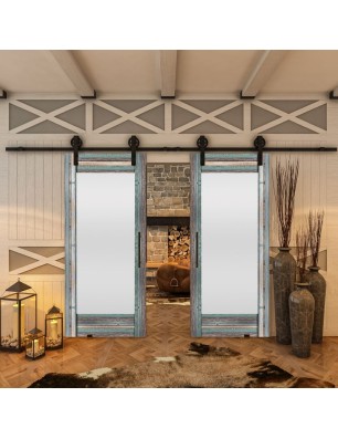 Glasschiebetür BARN-LINE - Country Bunt geplankt Model 13