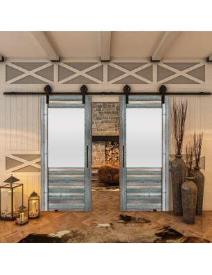 Glasschiebetür BARN-LINE - Country Bunt geplankt Model 14