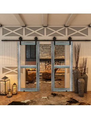 Glasschiebetür BARN-LINE - Country Bunt geplankt Model 21