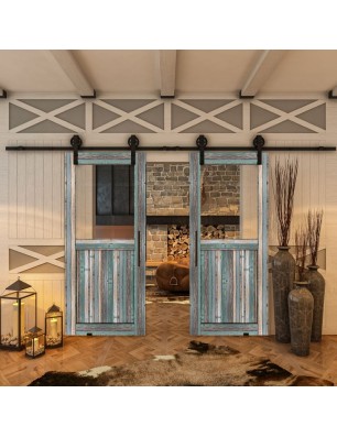 Glasschiebetür BARN-LINE - Country Bunt geplankt Model 22