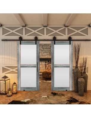 Glasschiebetür BARN-LINE - Country Bunt geplankt Model 23